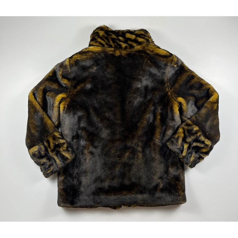 Dennis Basso Faux Fur Jacket Brown Gold Heavy Warm Luxurious Thick Large - Picture 8 of 12